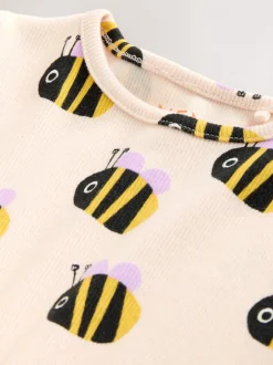 Tops|T-Shirts*Next - Short Sleeve Rib T-Shirt (3mths-7yrs) Ecru White Bee