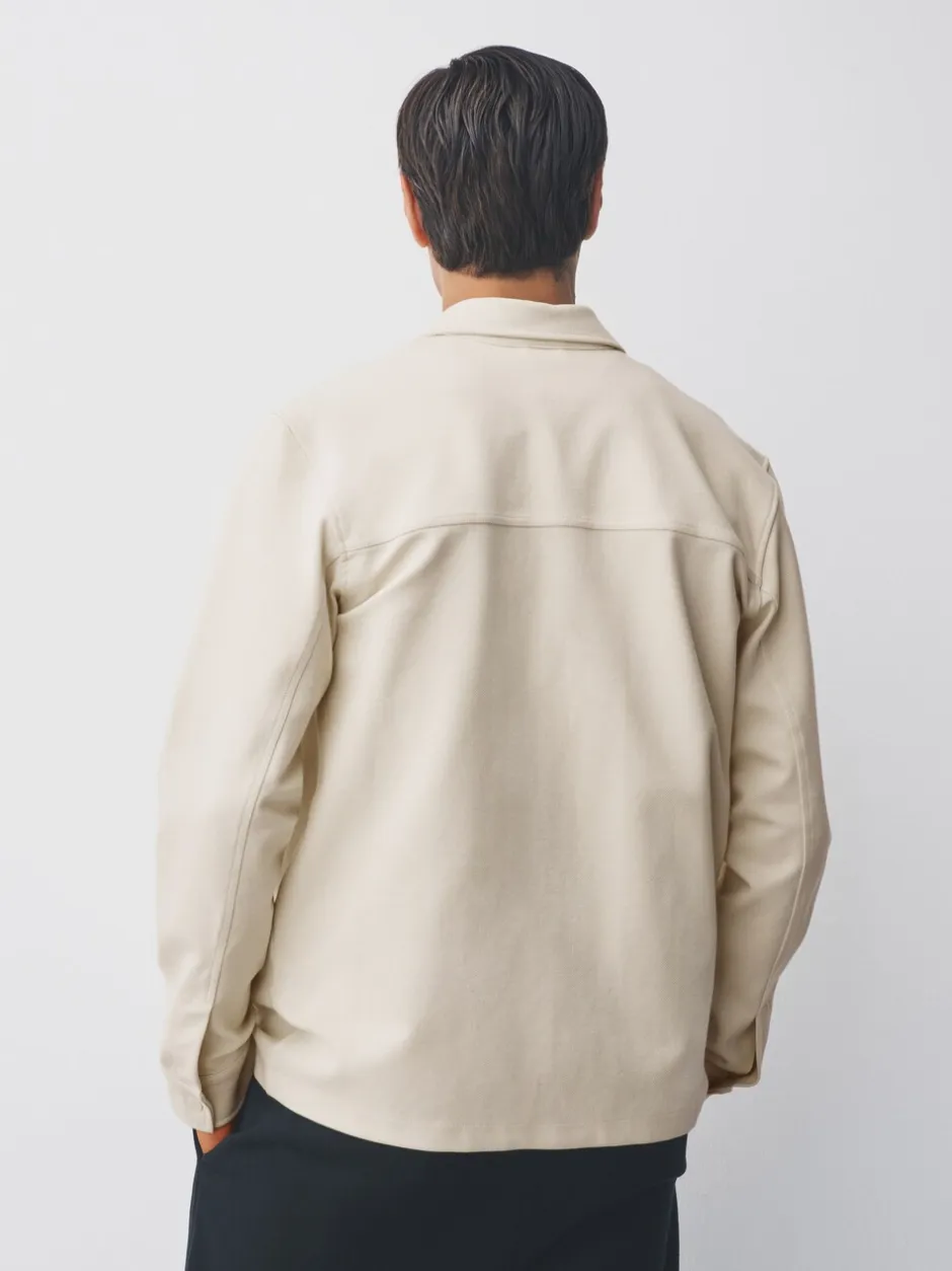 Formele Overhemden|Shirts|Next Ecru wit - Jersey keperstof Overshirt met drukknopen