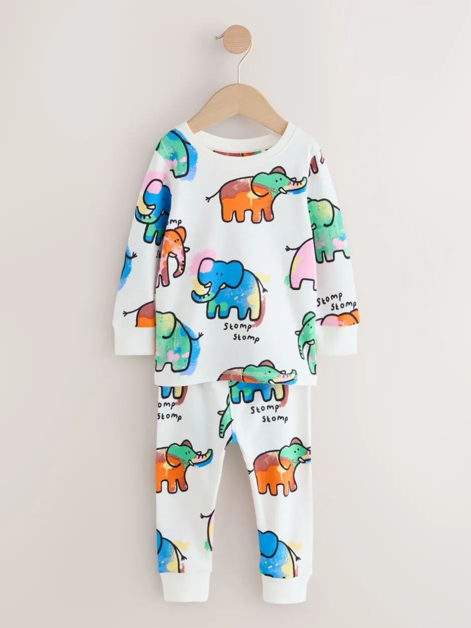 Pyjama's|Nachtkleding En Pyjama's*Next Ecru/Blue/Pink Elephant - Single Loros Pyjamas (9mths-8yrs)