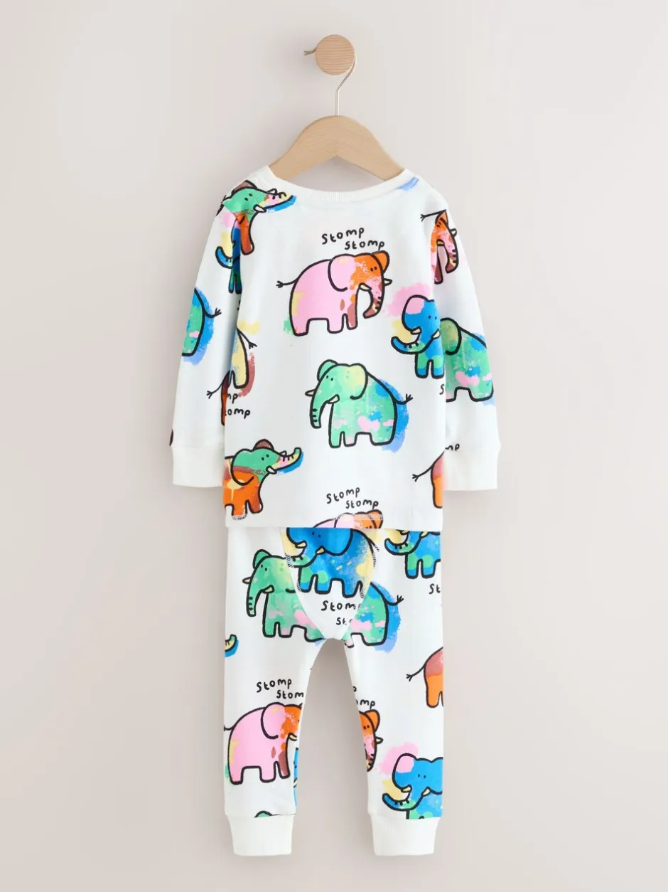 Pyjama's|Nachtkleding En Pyjama's*Next Ecru/Blue/Pink Elephant - Single Loros Pyjamas (9mths-8yrs)