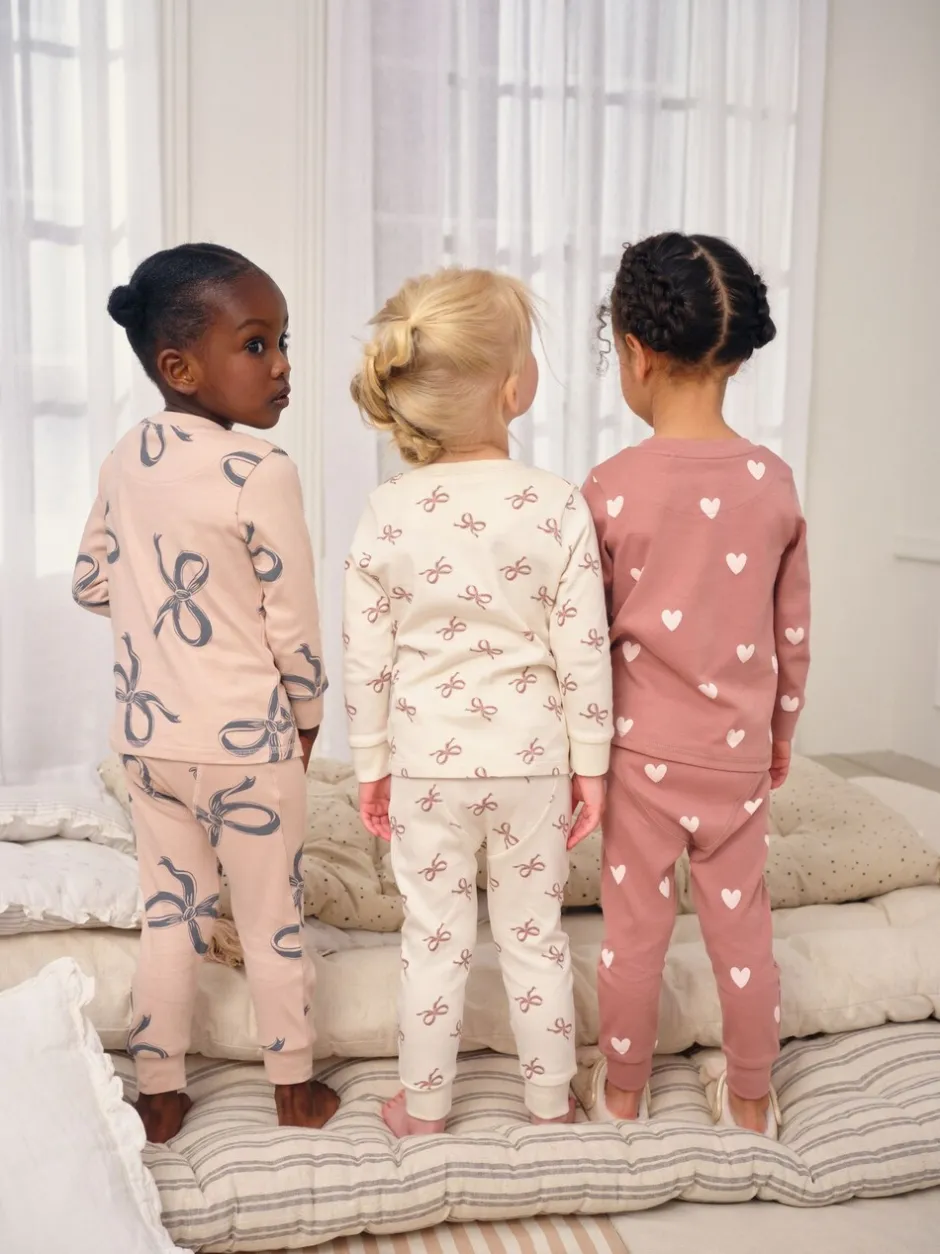 Multipacks|Nachtkleding En Pyjama's|Next Ecru/Bruin Strikprint - Verpakking van 3 knusse pyjama's (9 mnd-12 jr)