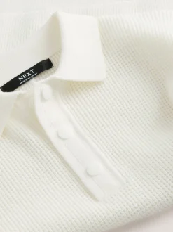 Truien En Breisels|Next Ecru-crème - Poloshirt met textuur en lange mouwen (3-16jr)