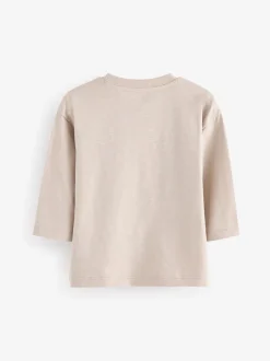 T-Shirts|Tops|Next Ecru-crème - Semi-effen T-shirt met lange mouwen (3mnd -7jr)