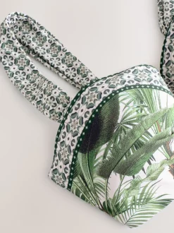 Badkleding*Next Ecru/Groene Palm - Bandeaubikinitop met beugel