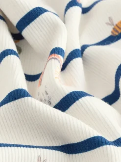 Tops*Next Ecru/Marineblauw gestreept Character - Geribbeld T-shirt met lange mouwen (3mnd-7jr)