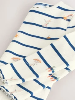Tops*Next Ecru/Marineblauw gestreept Character - Geribbeld T-shirt met lange mouwen (3mnd-7jr)