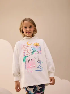 Sets En Outfits|Sweaters En Hoody´S*Next - Set van hoodie en legging met grafische print (3-16jr) Ecru/marineblauw met eenhoorn