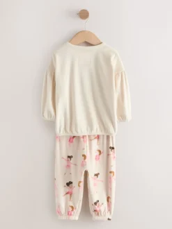 Nachtkleding En Pyjama's|Pyjama's*Next - Behaaglijke fleece pyjama (9 mnd-10 jr) Ecru/roze ballerina