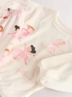 Nachtkleding En Pyjama's|Pyjama's*Next - Behaaglijke fleece pyjama (9 mnd-10 jr) Ecru/roze ballerina