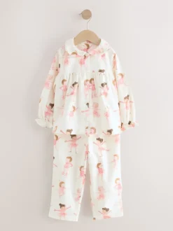 Nachtkleding En Pyjama's|Pyjama's*Next - Geweven pyjama met knopen (9 mnd-10 jr) Ecru/roze ballerina