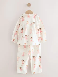 Nachtkleding En Pyjama's|Pyjama's*Next - Geweven pyjama met knopen (9 mnd-10 jr) Ecru/roze ballerina