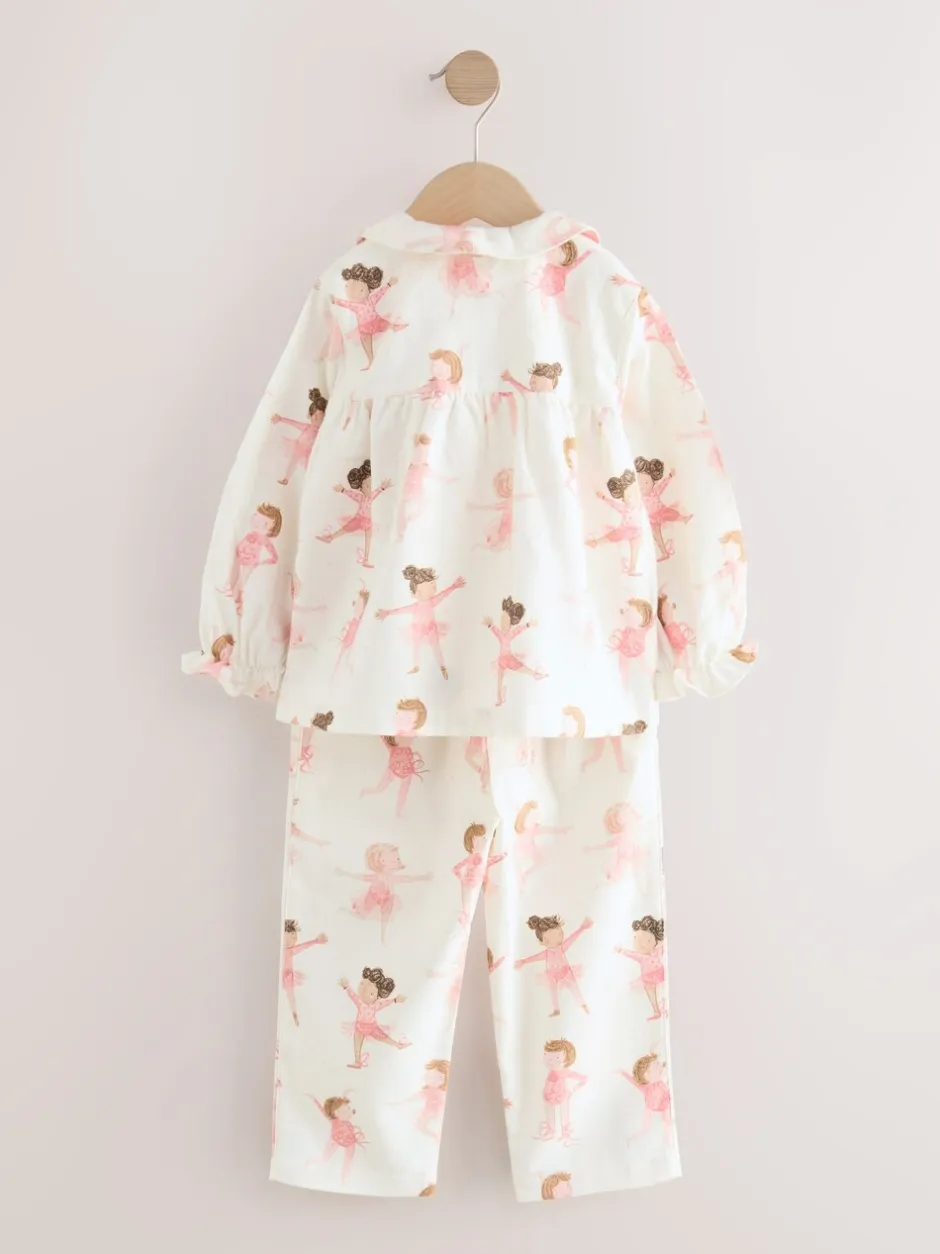 Nachtkleding En Pyjama's|Pyjama's*Next - Geweven pyjama met knopen (9 mnd-10 jr) Ecru/roze ballerina