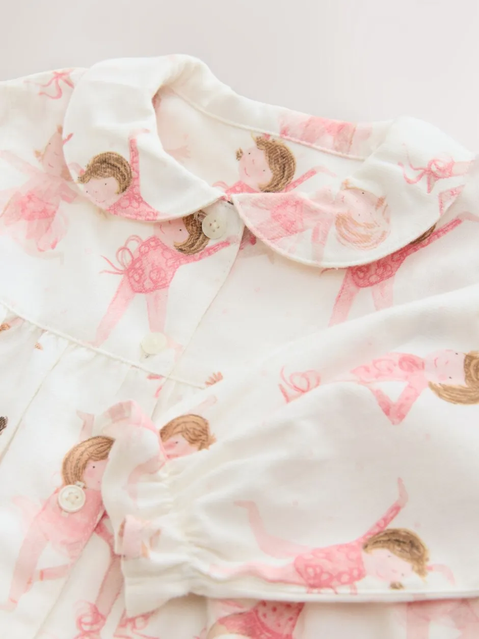 Nachtkleding En Pyjama's|Pyjama's*Next - Geweven pyjama met knopen (9 mnd-10 jr) Ecru/roze ballerina