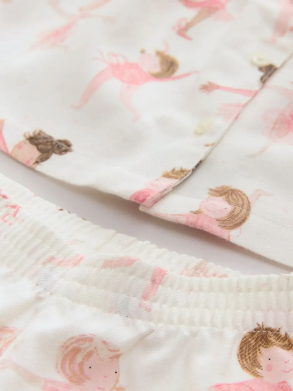 Nachtkleding En Pyjama's|Pyjama's*Next - Geweven pyjama met knopen (9 mnd-10 jr) Ecru/roze ballerina