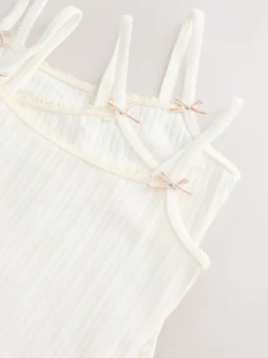Alle Ondergoed|Tops|Next - Set van 3 camihemdjes met textuur en bandjes (1,5-16jr) Ecru/roze streep