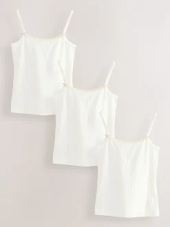 Alle Ondergoed|Tops|Next - Set van 3 camihemdjes met textuur en bandjes (1,5-16jr) Ecru/roze streep