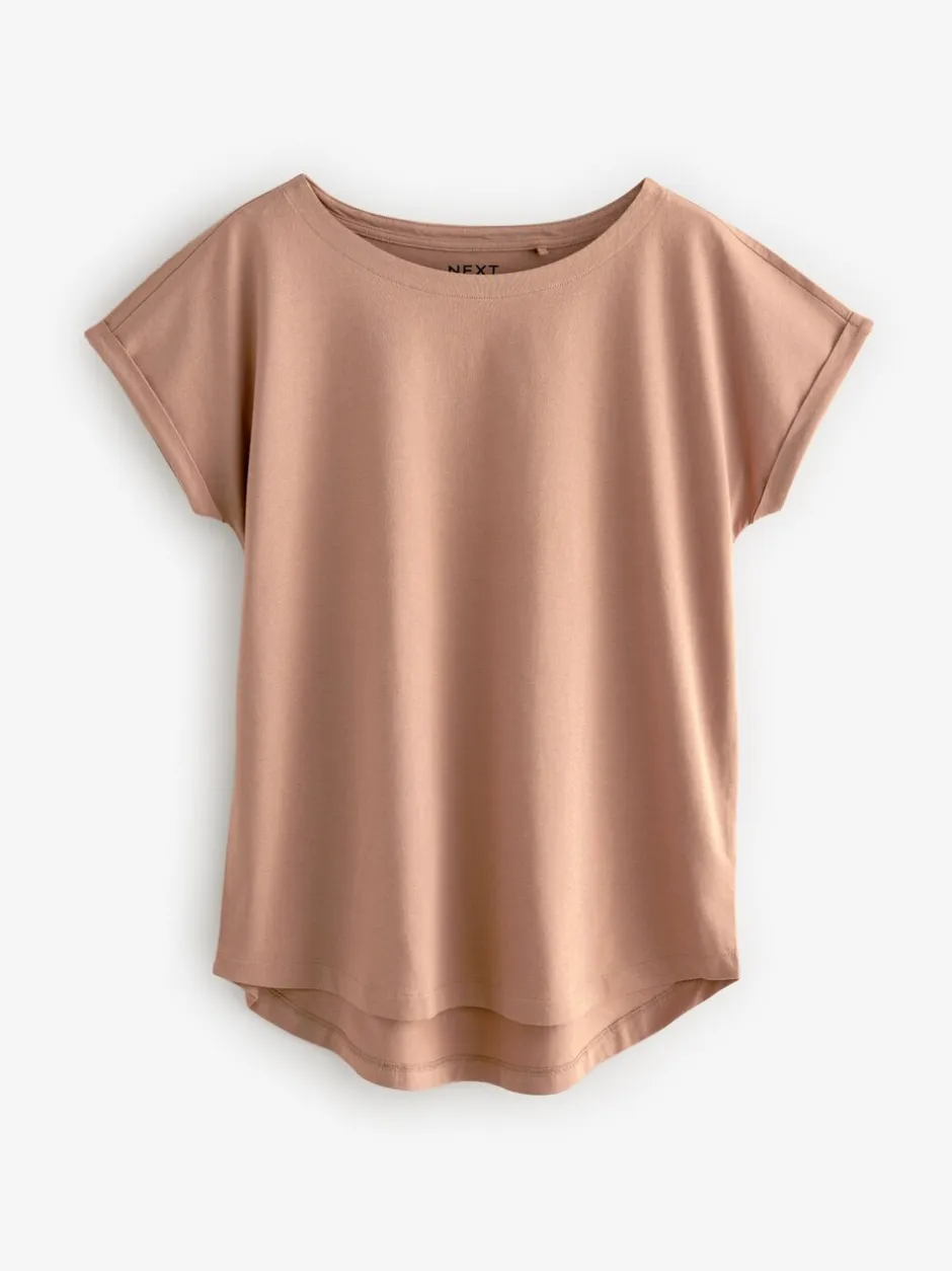 Tops En T-Shirts*Next - Set van 5 T-shirts met kapmouwtjes Ecru/Taupe/Bruin/Blauw/Geel