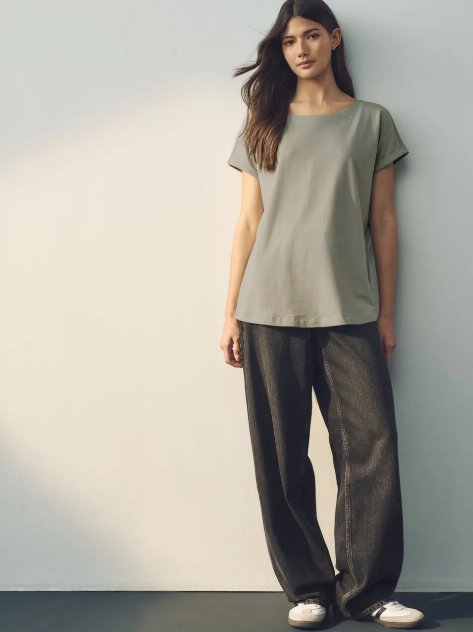 Tops En T-Shirts*Next - Set van 5 T-shirts met kapmouwtjes Ecru/Taupe/Bruin/Blauw/Geel