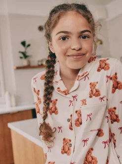 Nachtkleding En Pyjama's|Pyjama's*Next - Pyjama met knoopsluiting (3-16jr) Ecru-wit met berenprint