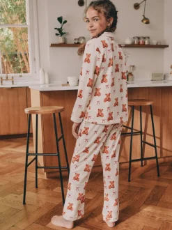 Nachtkleding En Pyjama's|Pyjama's*Next - Pyjama met knoopsluiting (3-16jr) Ecru-wit met berenprint