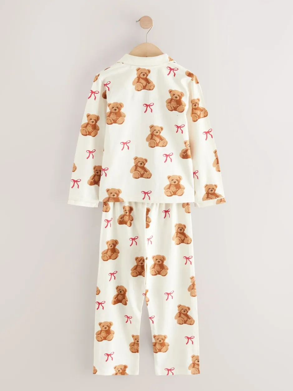 Nachtkleding En Pyjama's|Pyjama's*Next - Pyjama met knoopsluiting (3-16jr) Ecru-wit met berenprint
