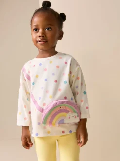 Tops|Next Ecru-wit met regenboog - Long Sleeve Bag Top (3mths-7yrs)