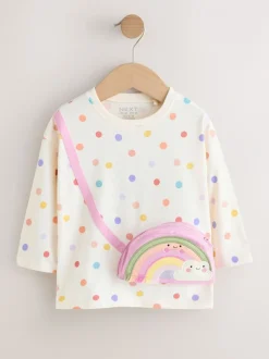 Tops|Next Ecru-wit met regenboog - Long Sleeve Bag Top (3mths-7yrs)