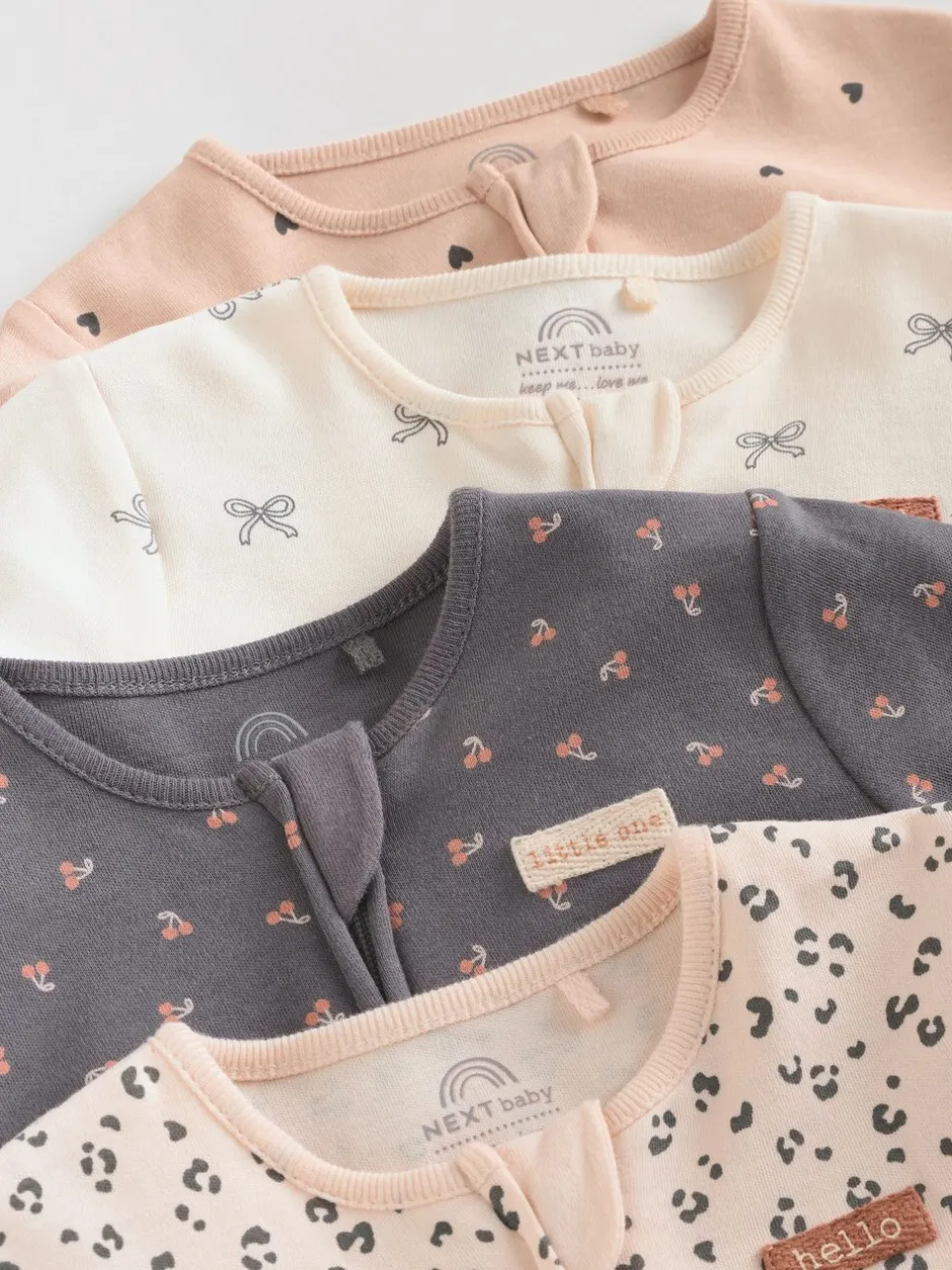 Babypakjes En Babypyjama's|Next - Verpakking van 4 Baby pyjama's met tweewegrits en Print (0mnd -3jr) Eenkleurig luipaard en kers