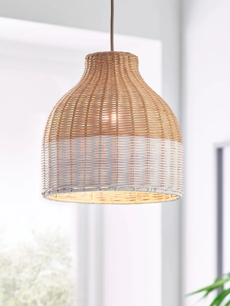 Lampenkappen|Verlichting*Next Eenvoudig te bevestigen lichte beschilderde rotan geweven lampenkap