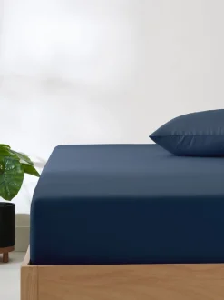 Beddenlakens En Kussenslopen|Next Eenvoudig zacht strijkvrij laken Donkerblauw