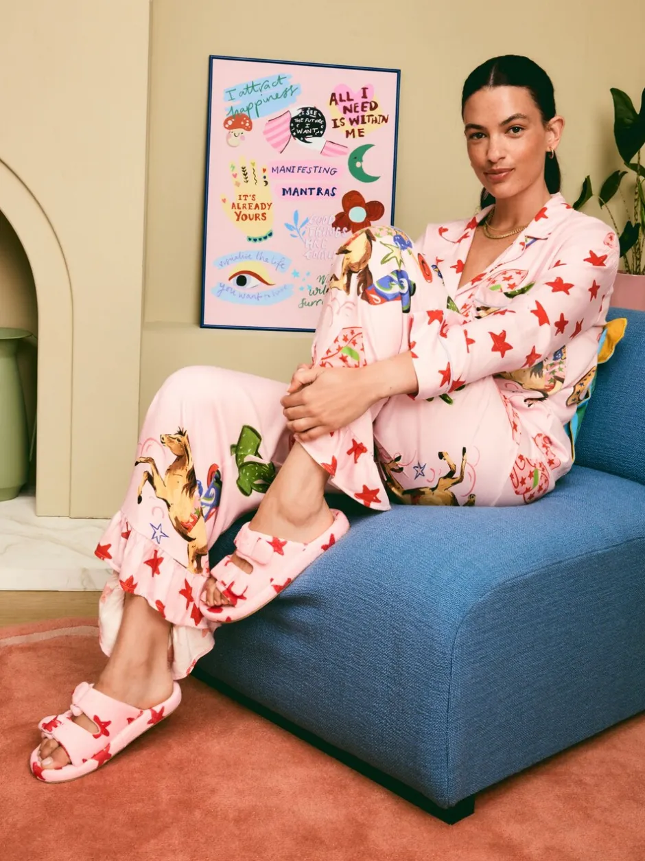 Pantoffels*Eleanor Bowmer Pink Star Slider Slippers