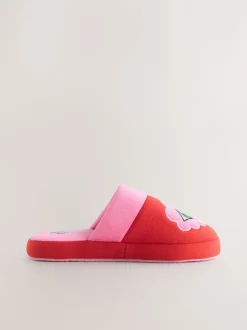 Pantoffels*Eleanor Bowmer rode/roze muiltjes met oog borduursel