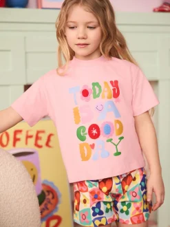 Shorts En Rokken|Eleanor Bowmer roze Today Is A Good Day 100% katoenen jersey set