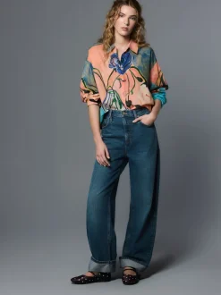 Blouses En Overhemden|Tops En T-Shirts*Next Elizabeth Power Artist Print - Ruimvallend lichtgewicht katoenen overhemd met lange mouwen