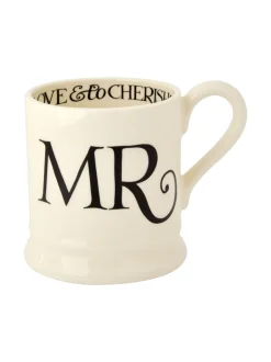 Mokken En Koppen*Emma Bridgewater Set of 2 Black Toast Mr & Mr 1/2 Pint Mugs Boxed