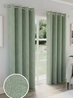 Gordijnen|Gordijnen*Enhanced Living Austin verduisterende thermische linnen look paar gordijnen met oogjes Groen