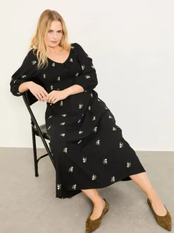 Jurken|Fat Face FatFace - Geborduurde midi-jurk