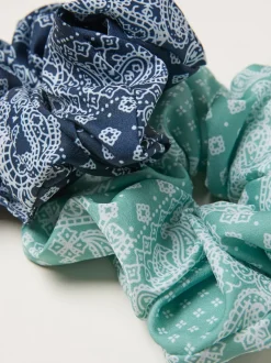 Haaraccessoires*Fat Face FatFace 2 Pack Bandana Printed Scrunchies