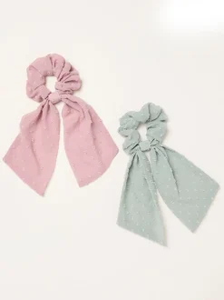 Haaraccessoires*Fat Face FatFace 2 Pack Dobby Tie Scrunchies