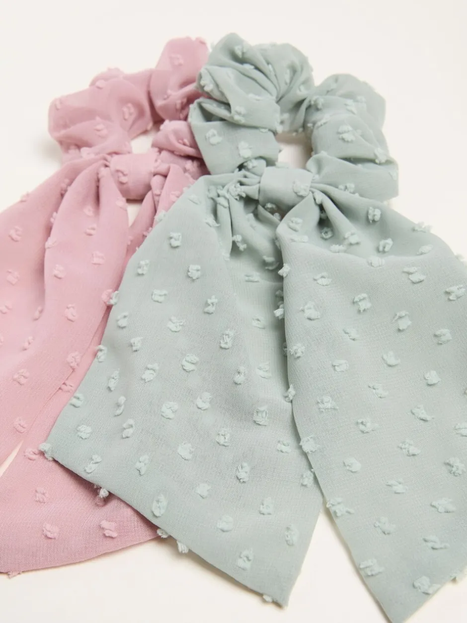Haaraccessoires*Fat Face FatFace 2 Pack Dobby Tie Scrunchies