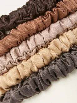Mutsen, Handschoenen En Sjaals|Haaraccessoires|Fat Face FatFace 5 Pack Plain Satin Scrunchies
