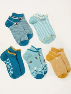Sokken En Panty's*Fat Face FatFace 5 Pairs of Trainer Socks