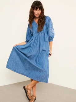 Jurken*Fat Face FatFace Denim Midi Dress