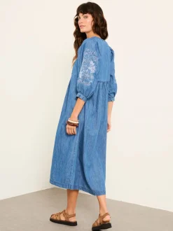 Jurken*Fat Face FatFace Denim Midi Dress