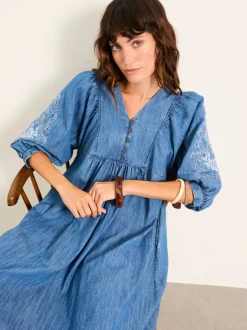 Jurken*Fat Face FatFace Denim Midi Dress