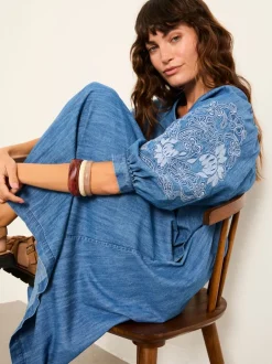 Jurken*Fat Face FatFace Denim Midi Dress