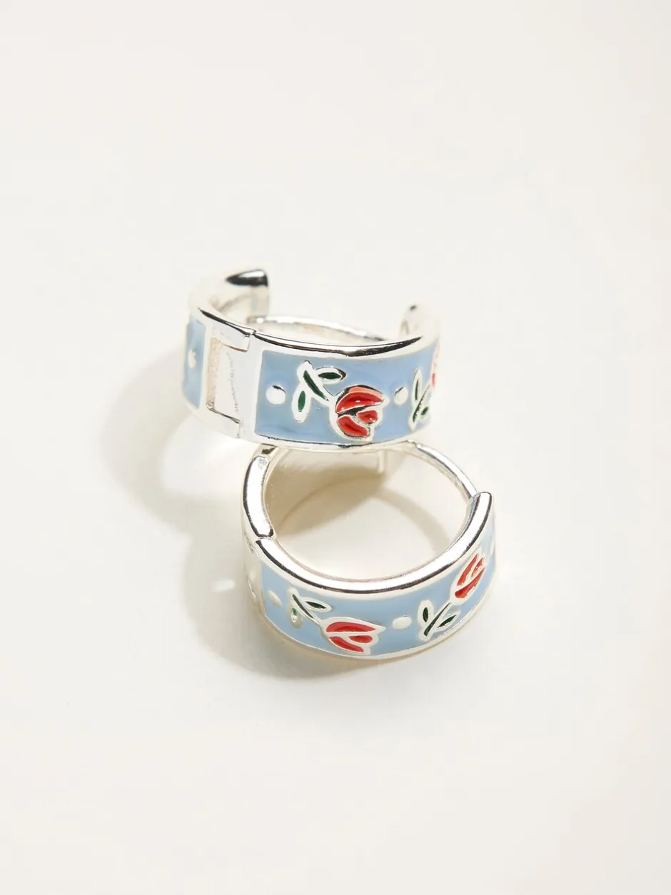 Sieraden*Fat Face FatFace Enamel Floral Hoop Earrings