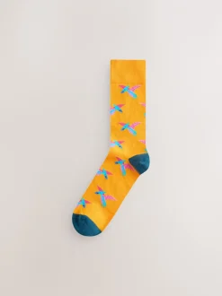 Sokken|Sokken*Next Fel rood/blauw/oranje dinosaurus - Set van 8 sokken met patroon