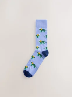 Sokken|Sokken*Next Fel rood/blauw/oranje dinosaurus - Set van 8 sokken met patroon