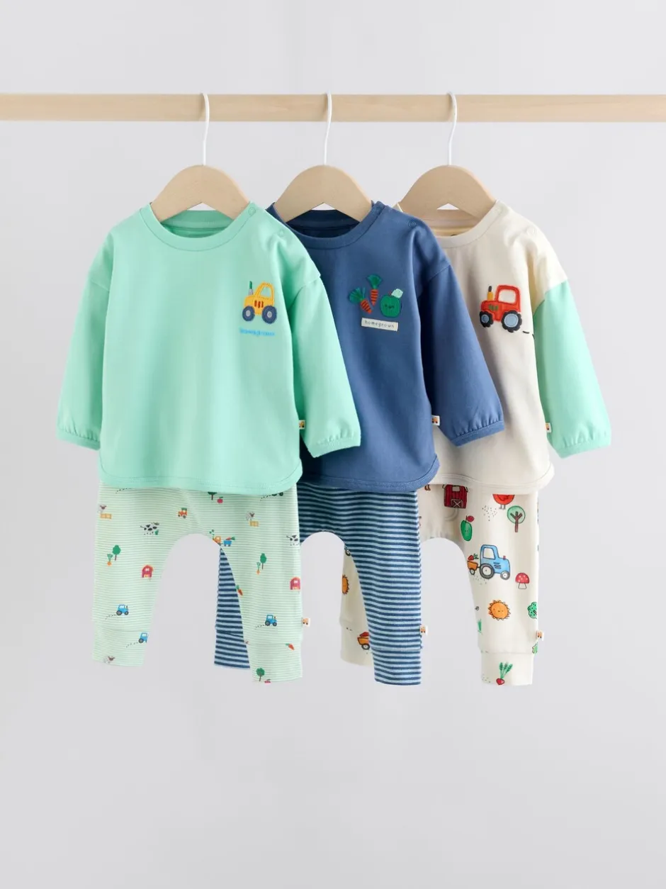 Sets En Combisets|Tops|Next Felgekleurd met boerderijprint - Tops en Leggings 6 -delige babyset (0mnd-3jr)